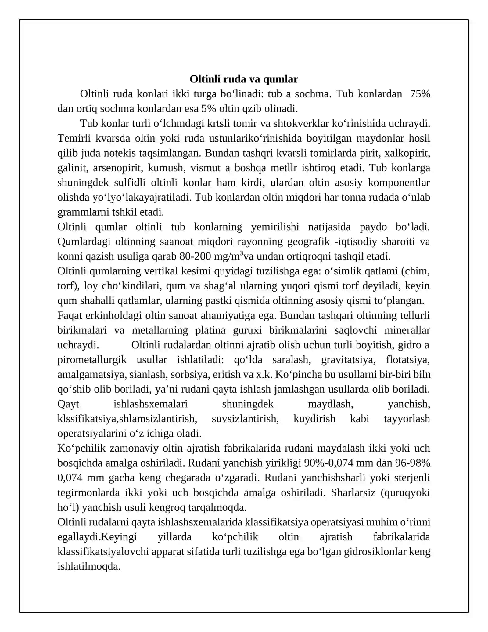 Nodir metal rudalarining boyitish texnologiyasi 3