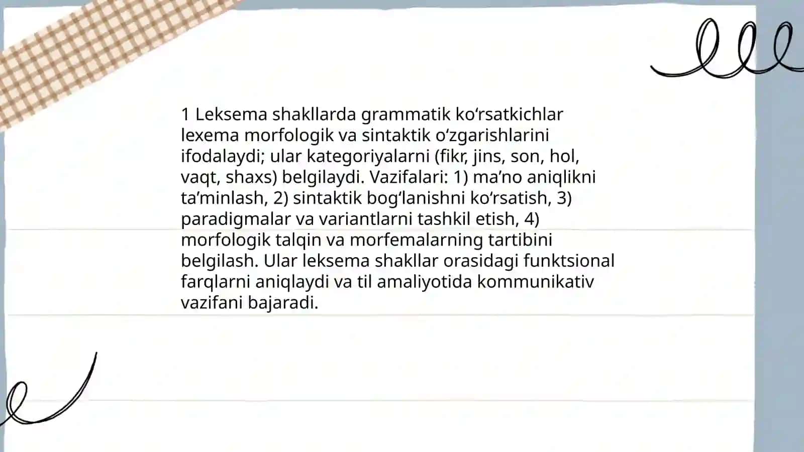 Leksema shakllarda grammatik ko‘rsatkichlar aranjirovkasi 3