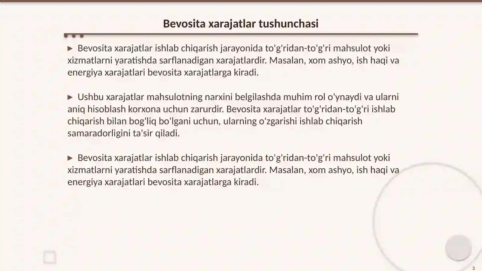 Bevosita va Bilvosita xarajatlar xisobi 3