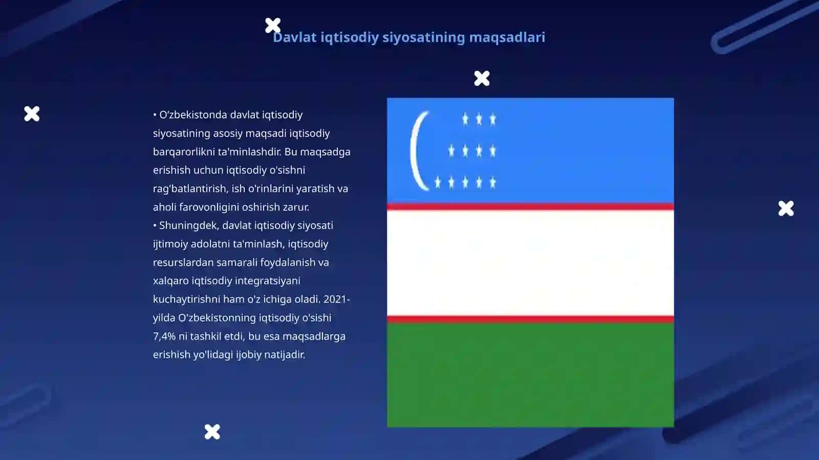 Oʻzbekistonda davlat iqtisodiy siyosatining maqsadlari, prinsiplari va asosiy yoʻnalishlari 3