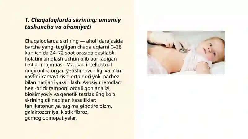 Chaqaloqlarda eng koʼp tarqalgan irsiy kasalliklarni skrining diagnostikasi 3