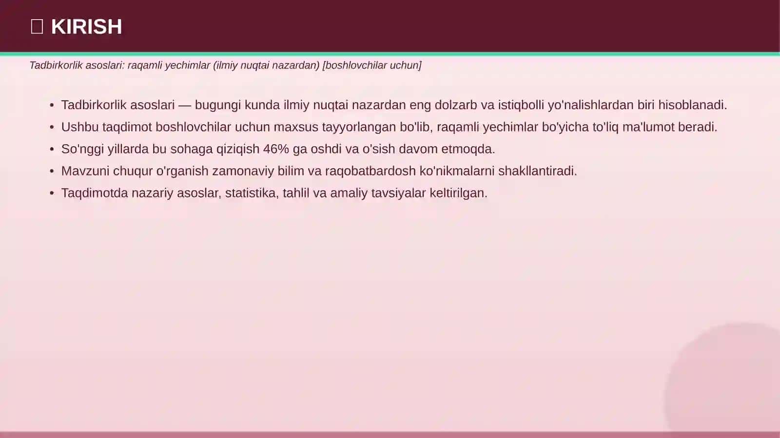 Tadbirkorlik asoslari: raqamli yechimlar (ilmiy nuqtai nazardan) [boshlovchilar uchun] 3