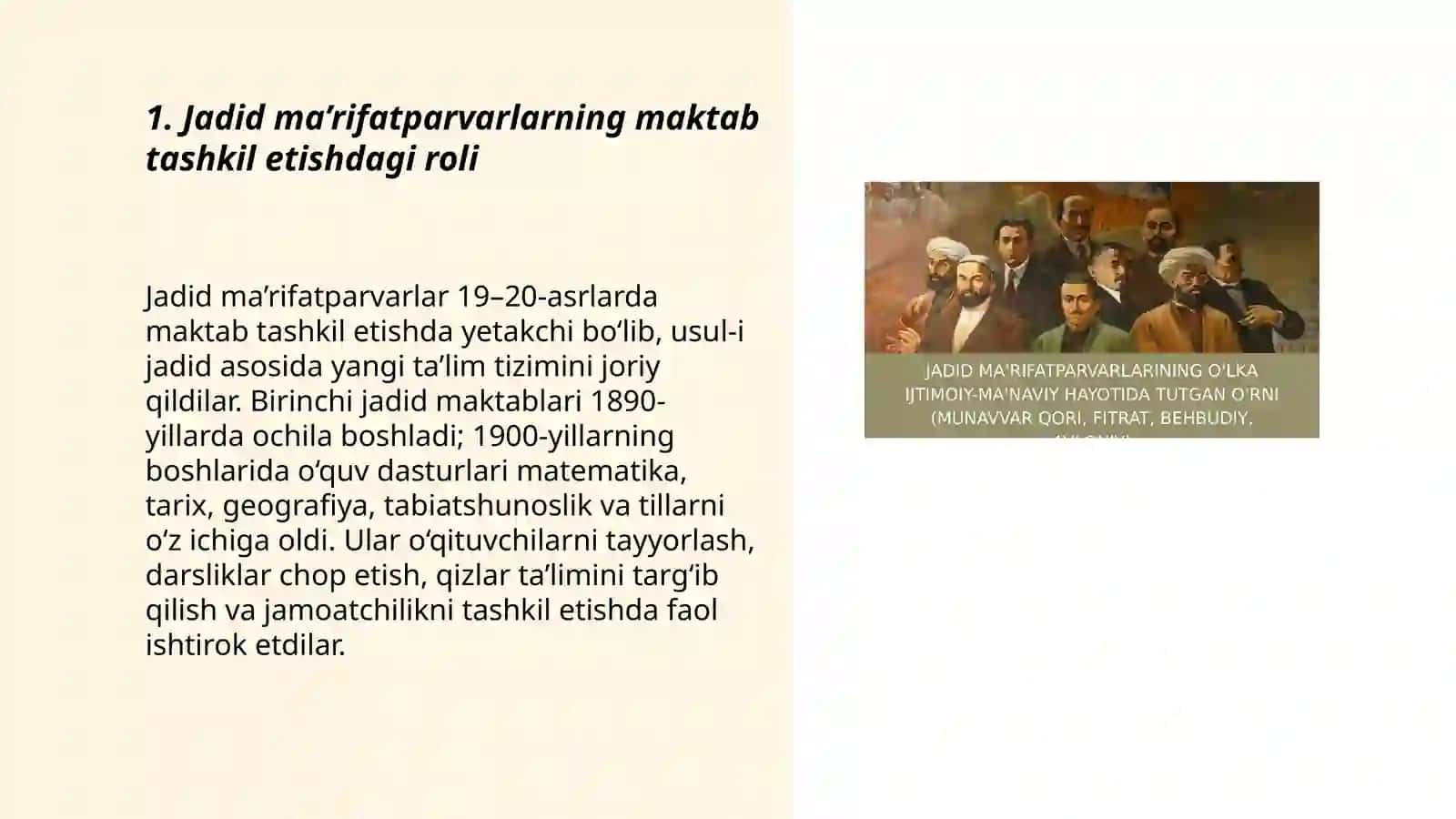 Jadid ma’rifatparvarlarining maktablar va maktab darsliklari yaratilishidagi xizmatlari 3