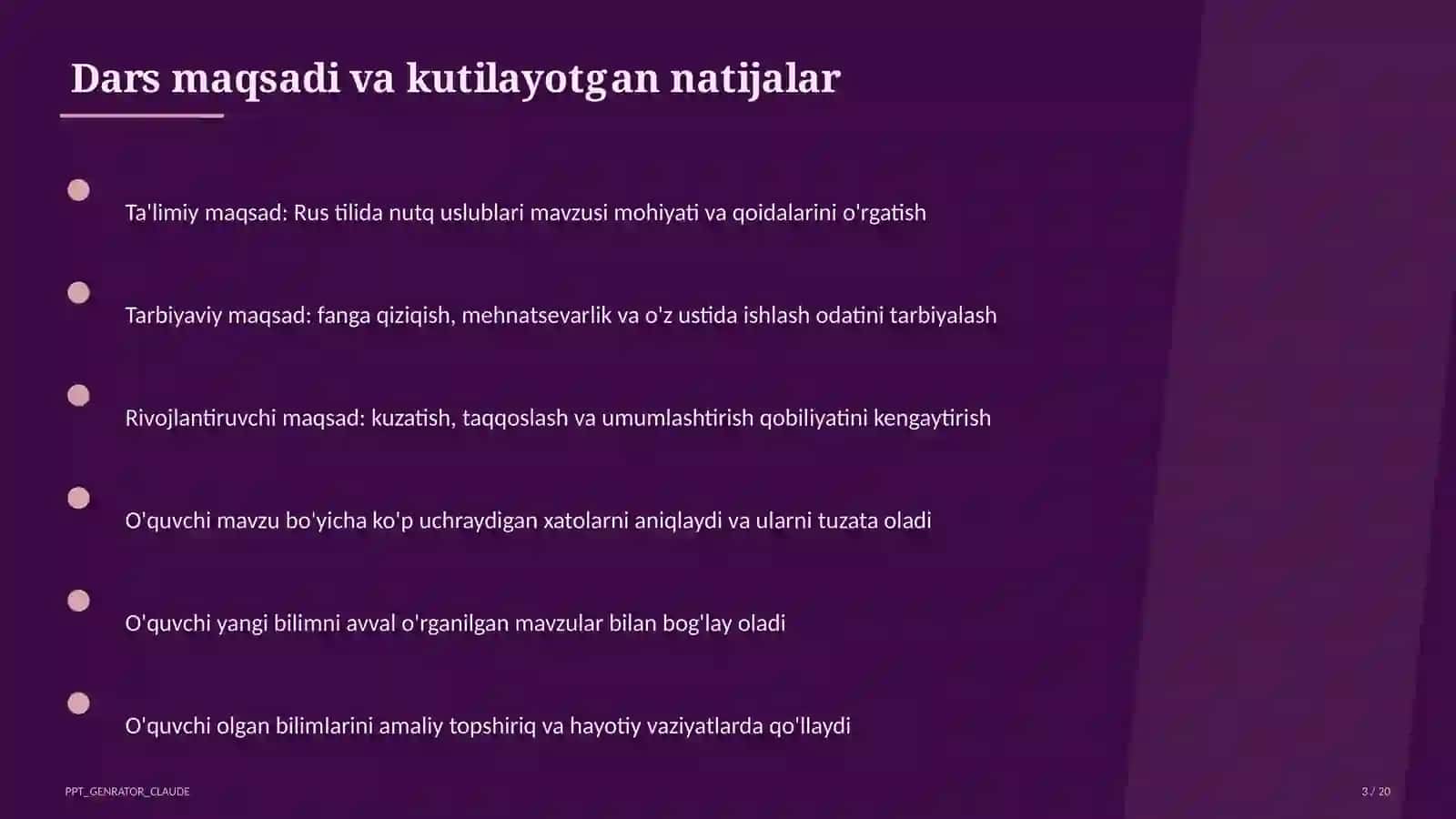 Rus tilida nutq uslublari (10-sinf) 3