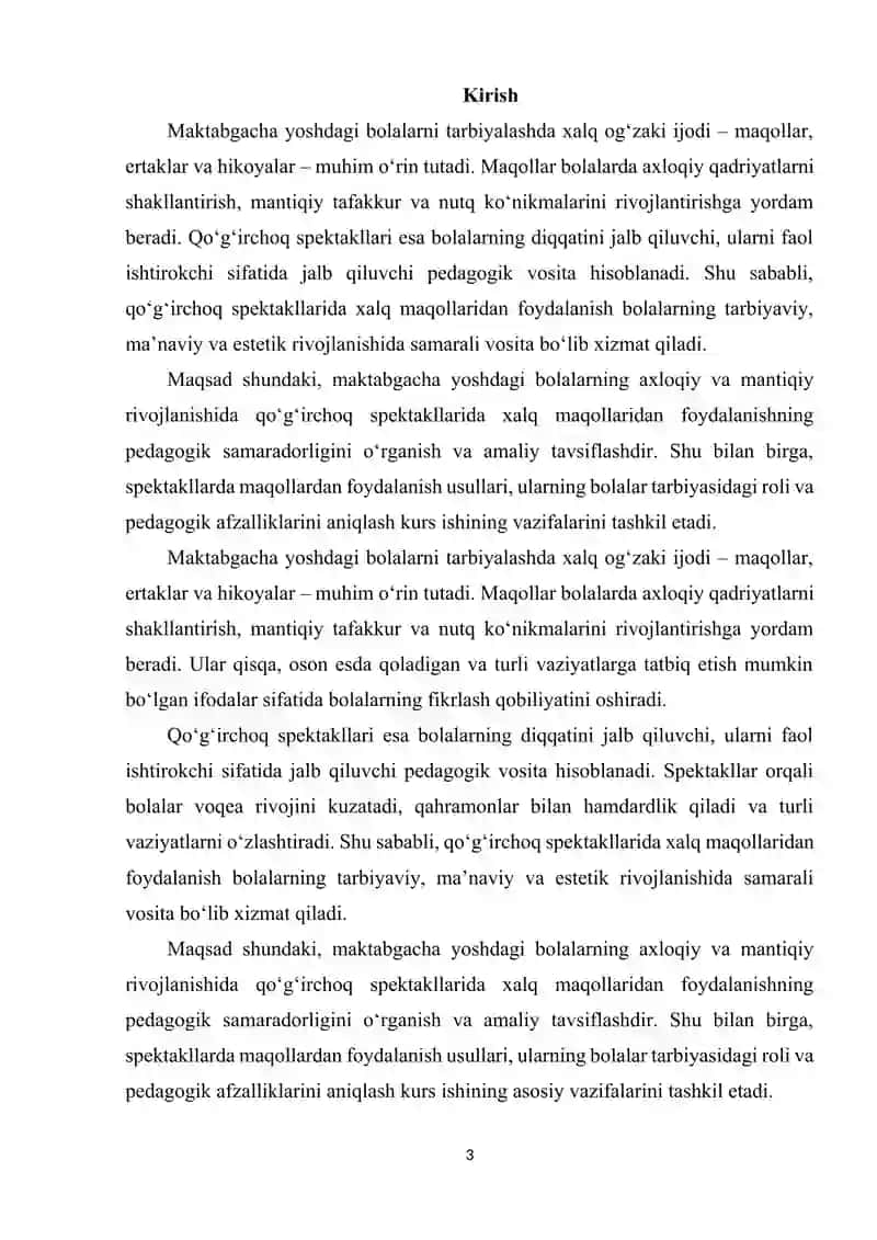 Qoʻgʻirchoq spektallarida xalq maqollaridan foydalanish 3