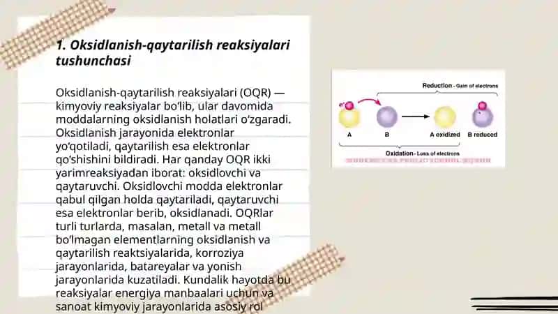 TURLI TIPDAGI OKSIDLANISH-QAYTARILISH REAKSIYALARNING ELEKTIRON BALANS TENGLAMALARINI TUZISH 3
