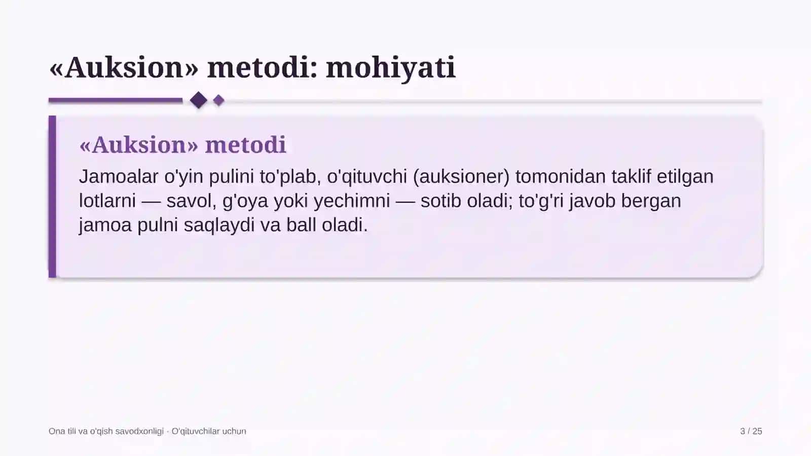 ona tili va o'qish savodxonligi darslarida auksion metodidan foydalanish 6892 3