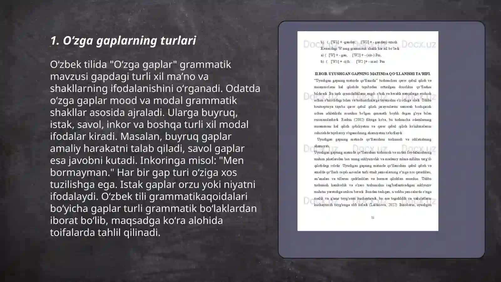 Oʻzga gaplarning gap sintaksisi tizimidagi oʻrni 3