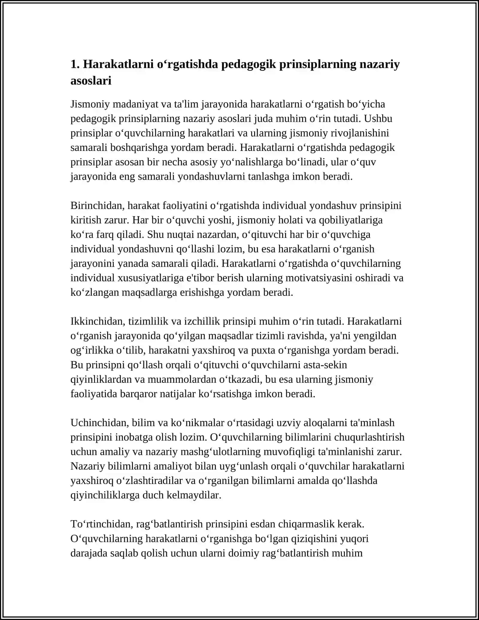JISMONIY MADANIYAT TA'LIMI JARAYONINING USLUBIY TAMOYILLARI ( PRINSIPLARI) HARAKATLARGA O‘RGATISH USULLARI 3