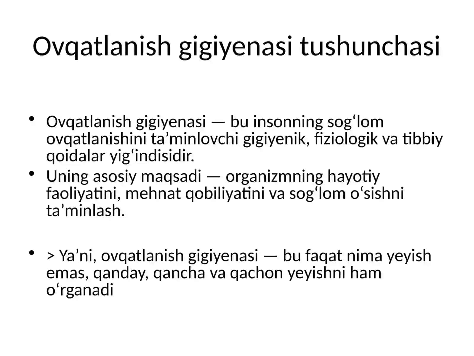 Ovqatlanisni gigienik baxolash 3