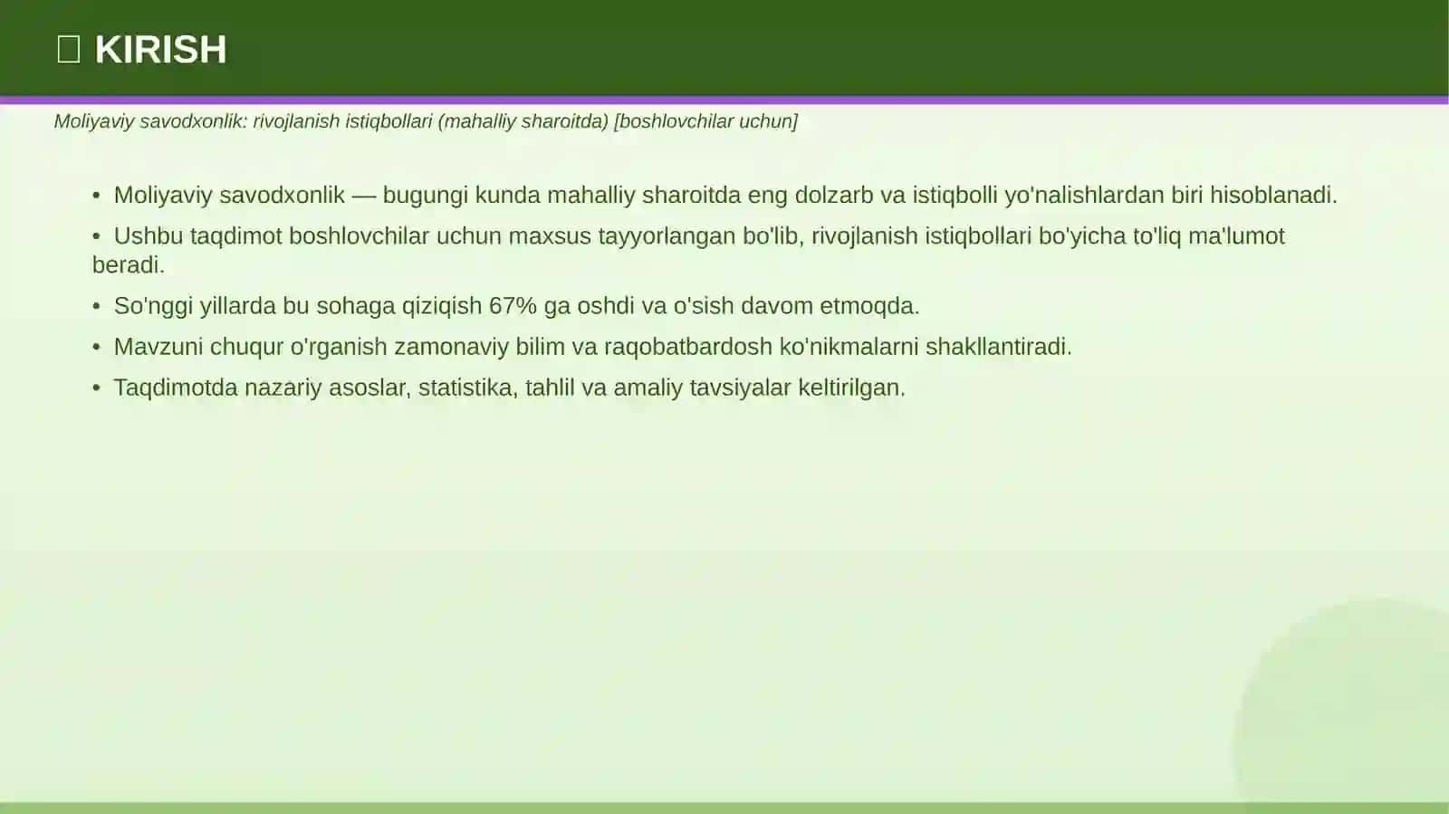 MOLIYAVIY SAVODXONLIK 3