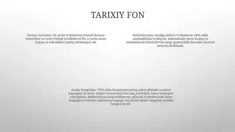 O‘Zbekistonda Inson Huquqlari Va Erkinliklari Kafolatining Yaratilishi 3