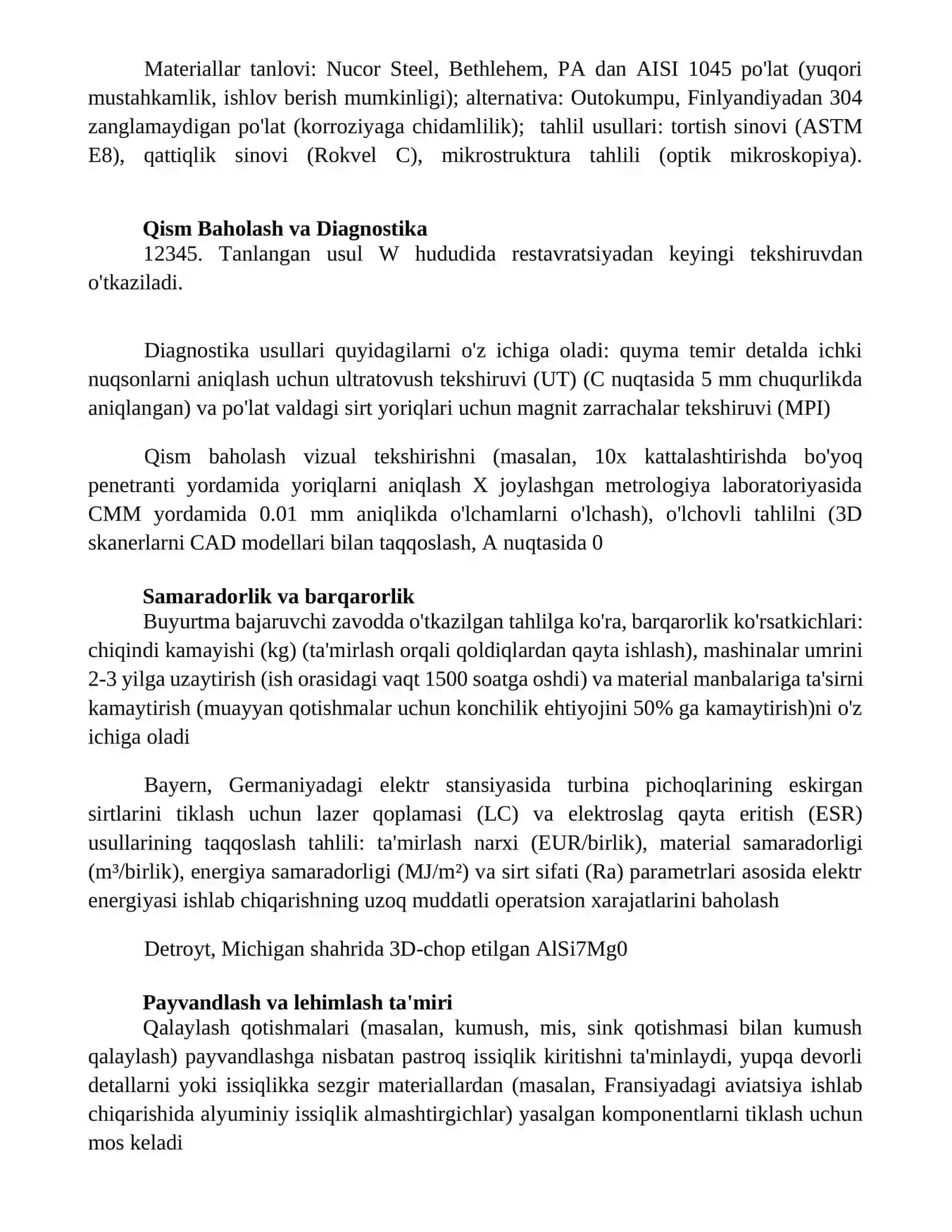 Mashina detallarini qayta tiklash usullari va ularni tahlil qilish 3