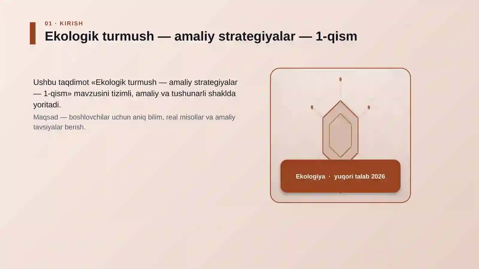 Ekologik turmush — amaliy strategiyalar — 1-qism 3
