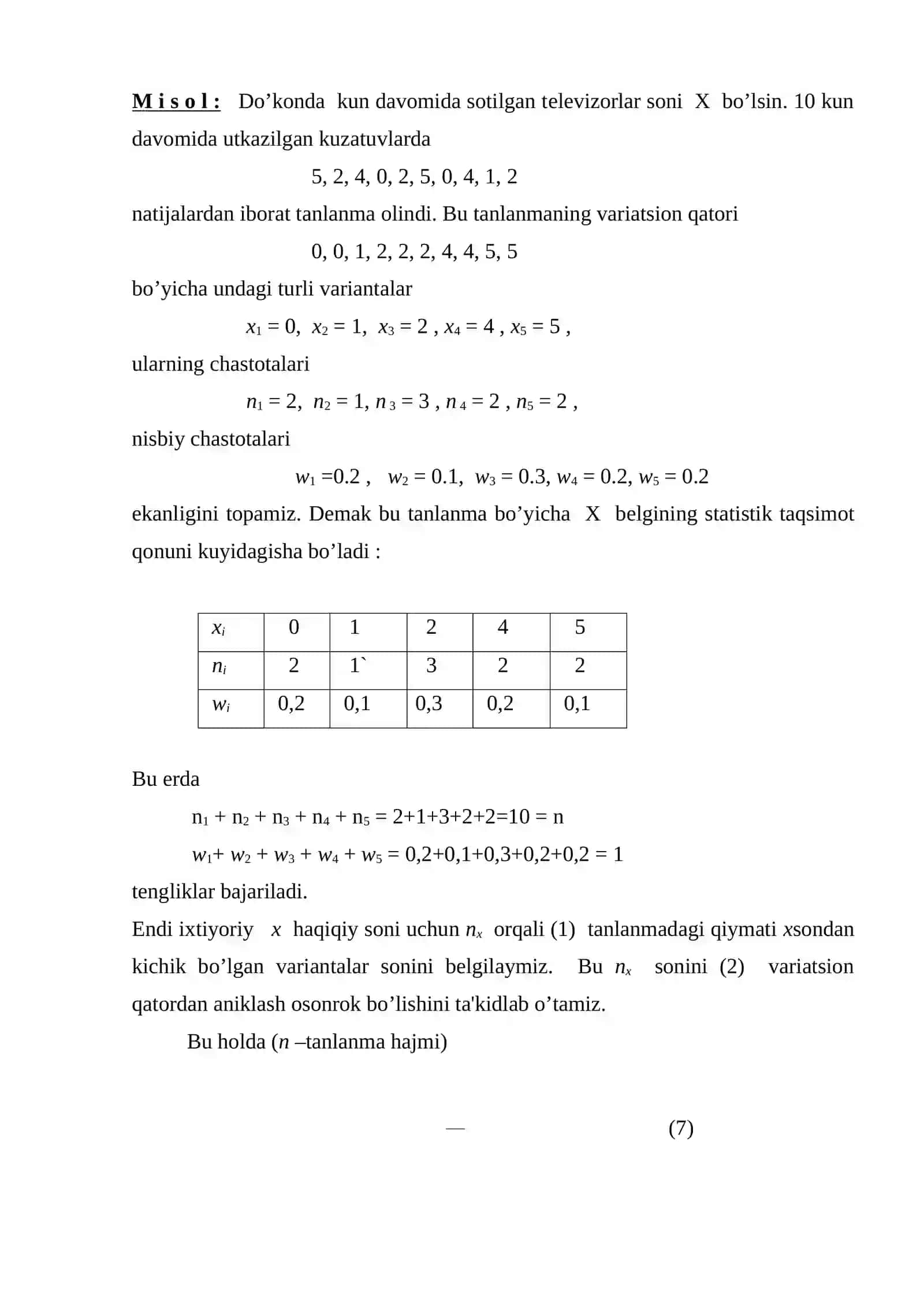 Statistik taqsimotlar 3