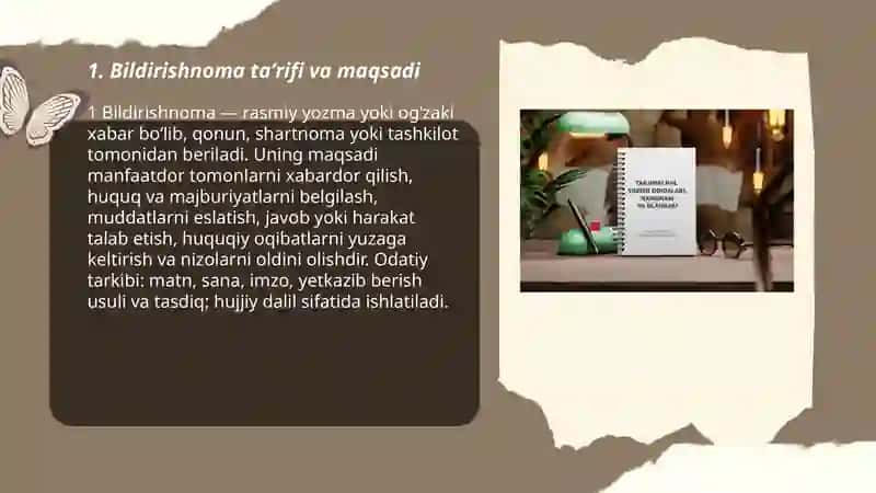 Bildirishnoma ishonchnoma hisobot eʼlon haqida maʼlumot berish 3