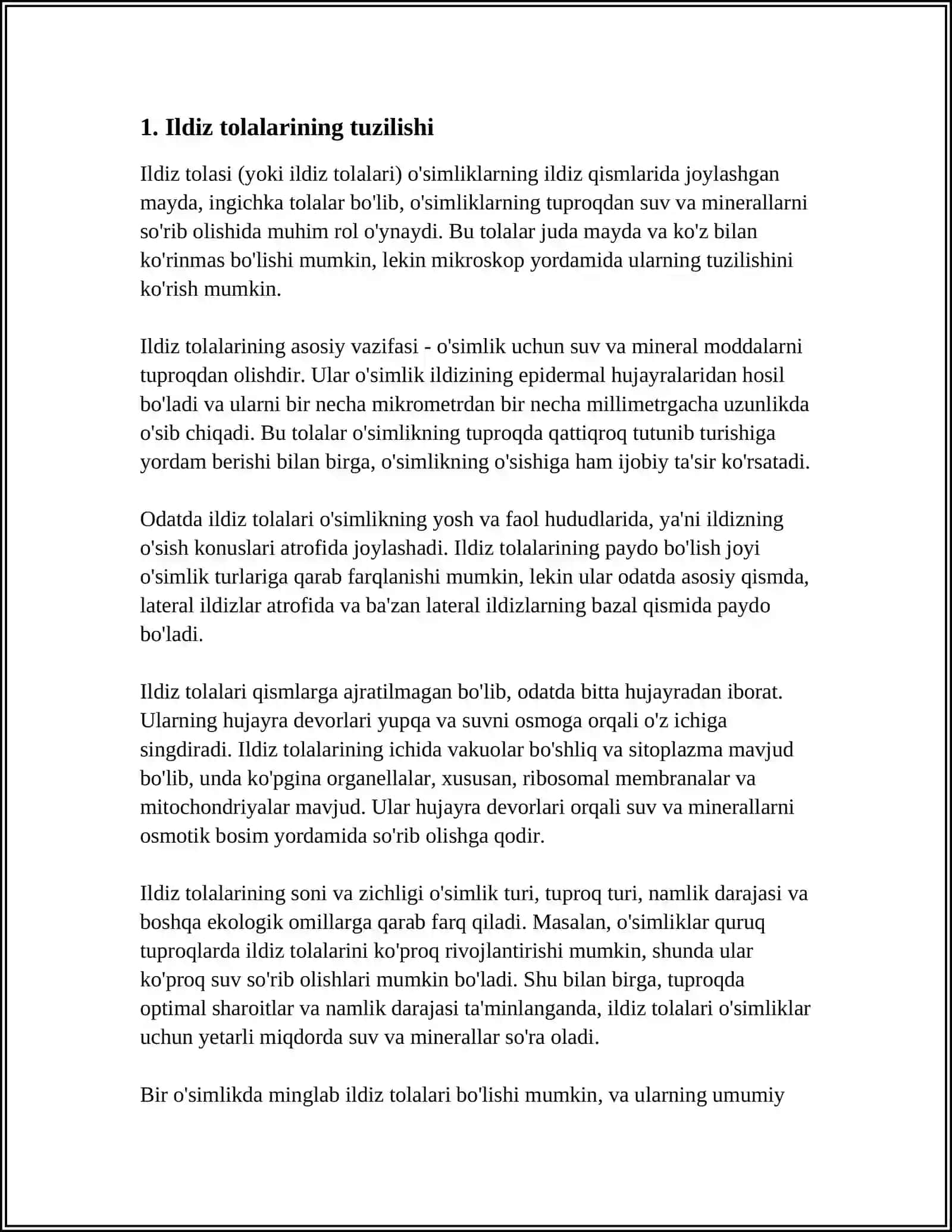 OʻSIMLIKLARNING ILDIZIDAN OZIQLANISHIDA ILDIZ TOLALARI ROLI 3