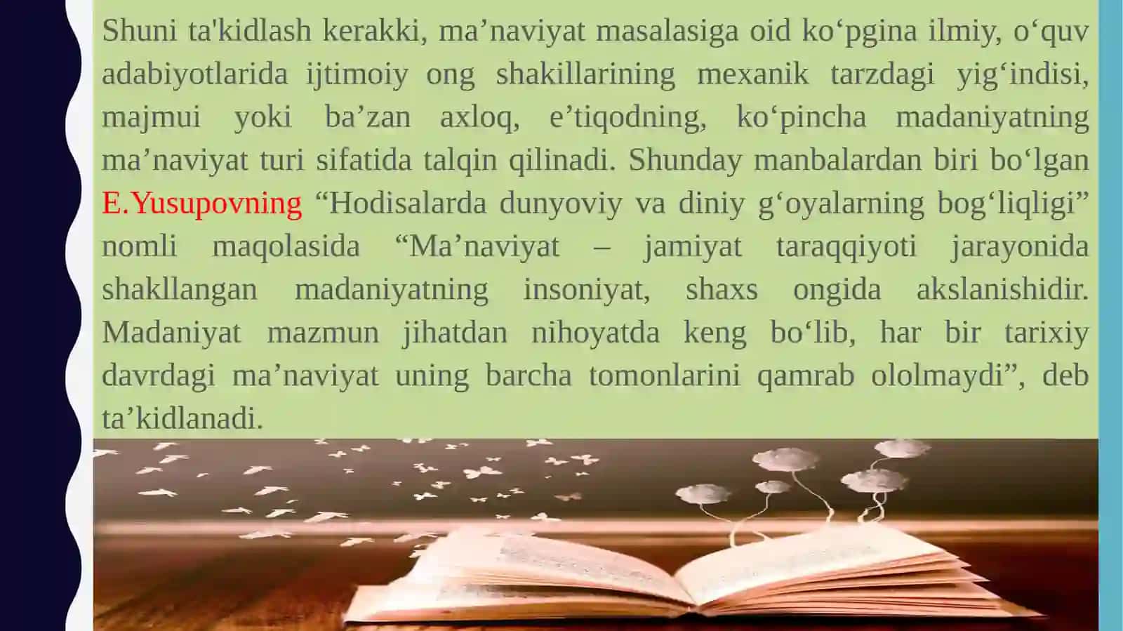 "Ma’naviyatshunoslik" fanining obyekti, predmeti va ma’naviyatning jamiyat hayotidagi o‘rni 3