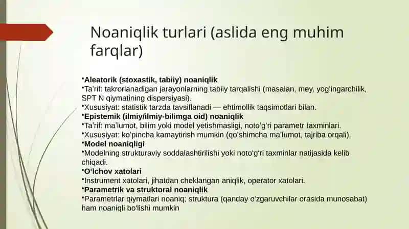 Noaniqliklar va ularni baholash 3