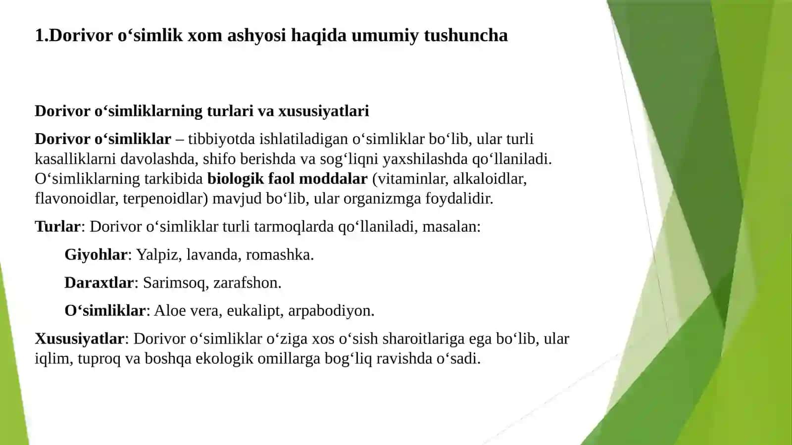 Dorivor o`simlik xom ashyosini standartlash 3
