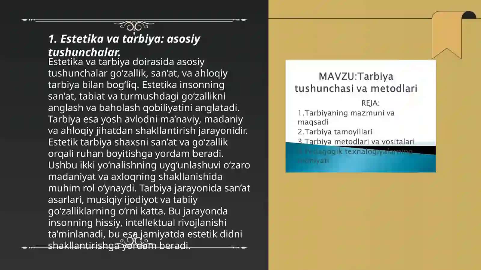 Estetika tarbiyaning omil va vositalari 3