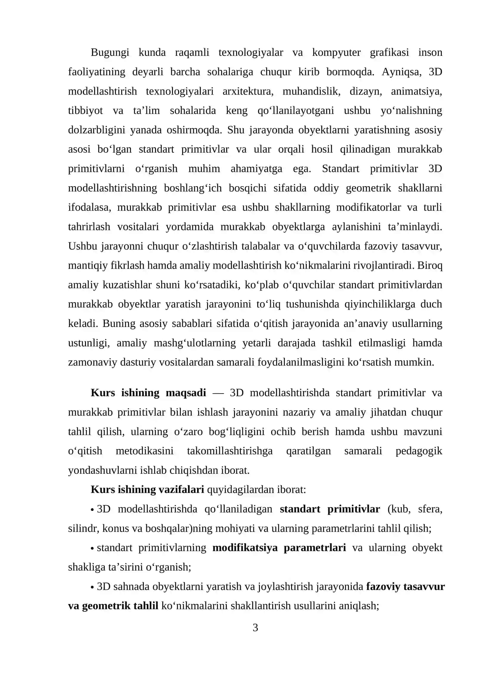 Standart primitivlar. Murakkab primitivlar mavzusini takomillashtirishning o‘qitish metodikasi. 3
