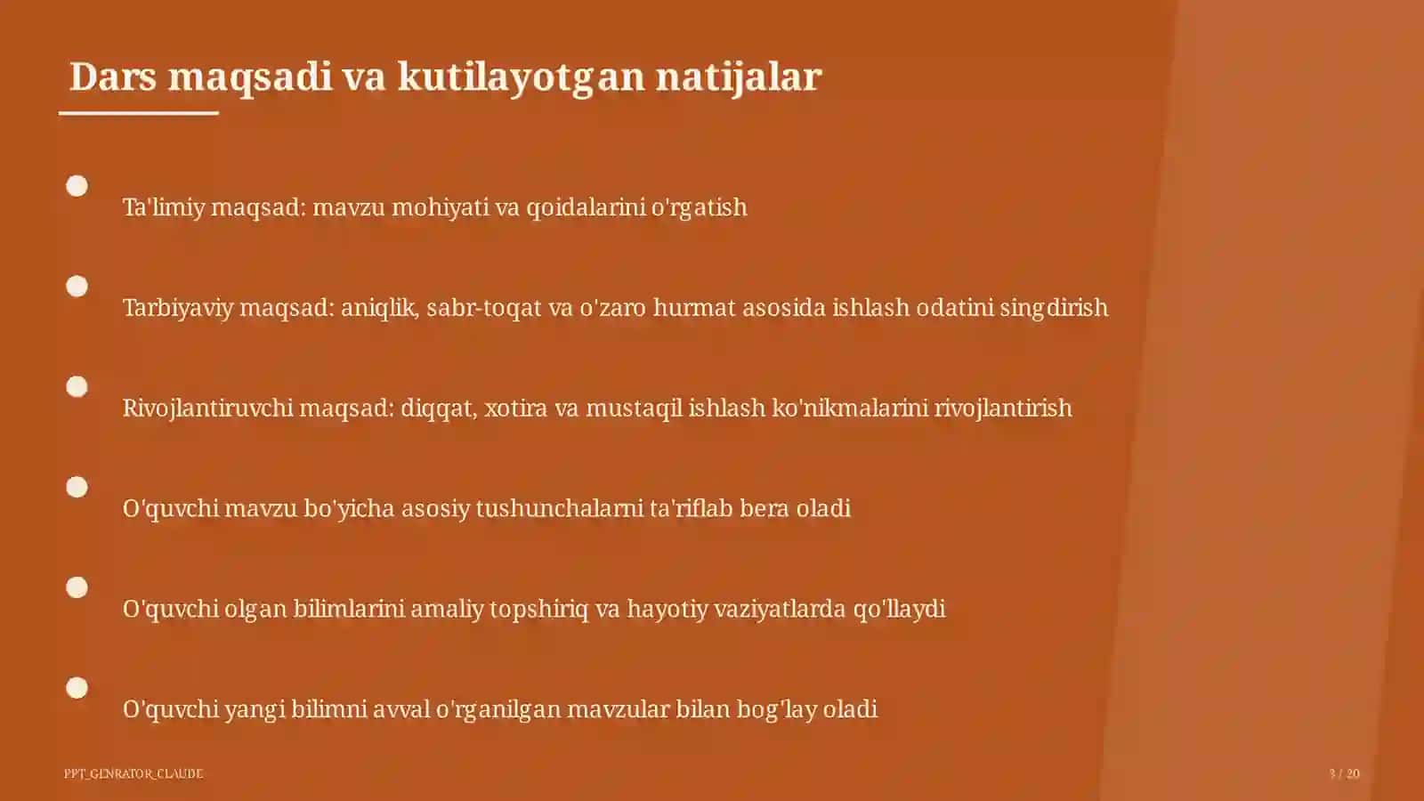 Dars rejasi 3