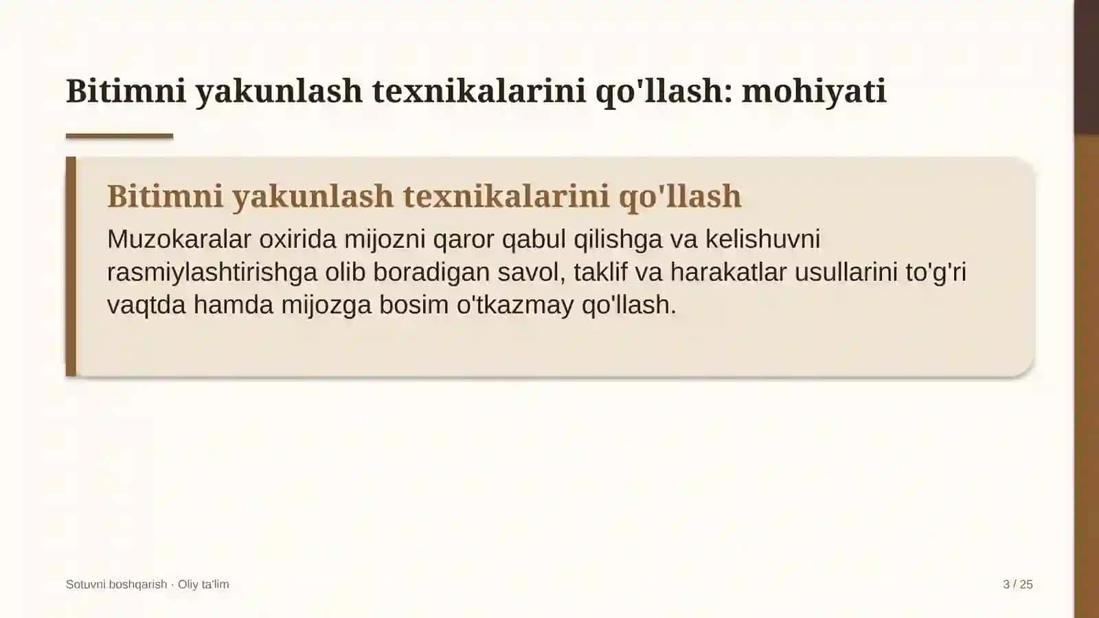 tadbirlarni tashkil etish agentliklarida bitimni yakunlash texnikalarini qo'llash 1046 3