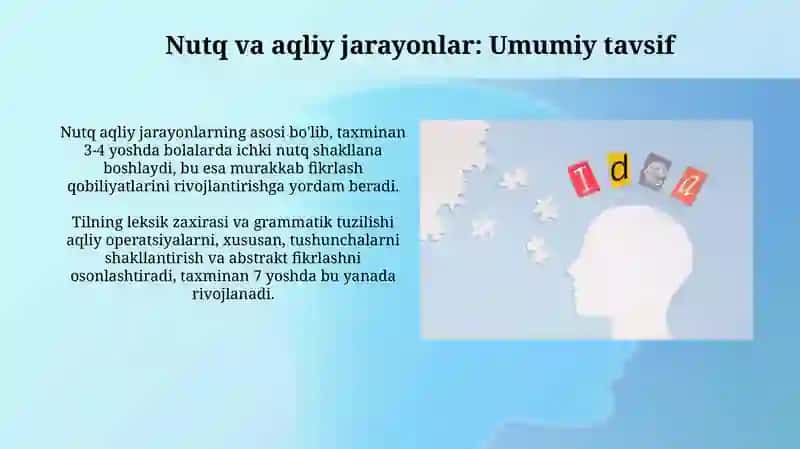 Nutq va aqliy jarayonlar: Umumiy tavsif 3