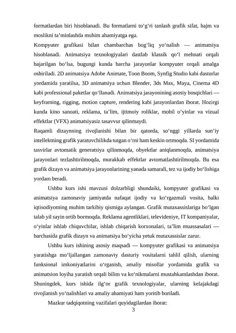 Kompyuter grafikasi va animatsiya dasturiy vositalari 3