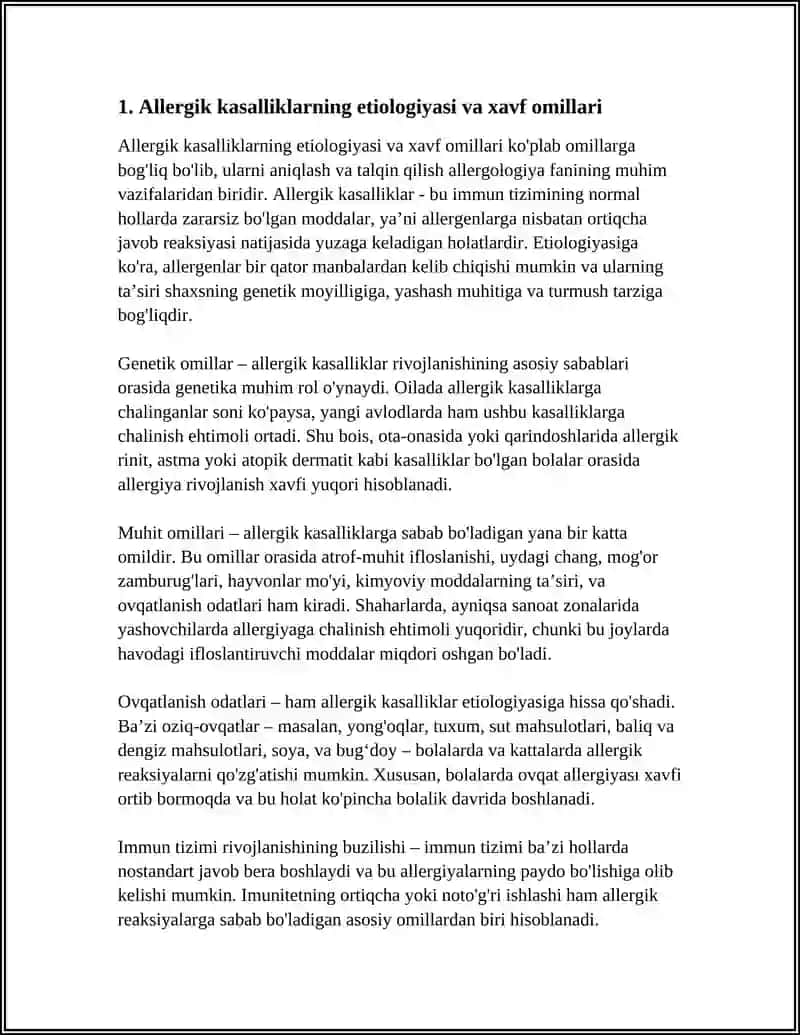 ALLERGIK KASALLIKLAR KELIB CHIQISHI, KECHISHI, DIAGNOSTIKASI 3