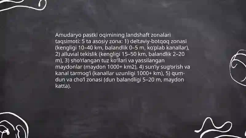 Amudaryo pastki oqimining landshaft zonalari taqsimoti 3