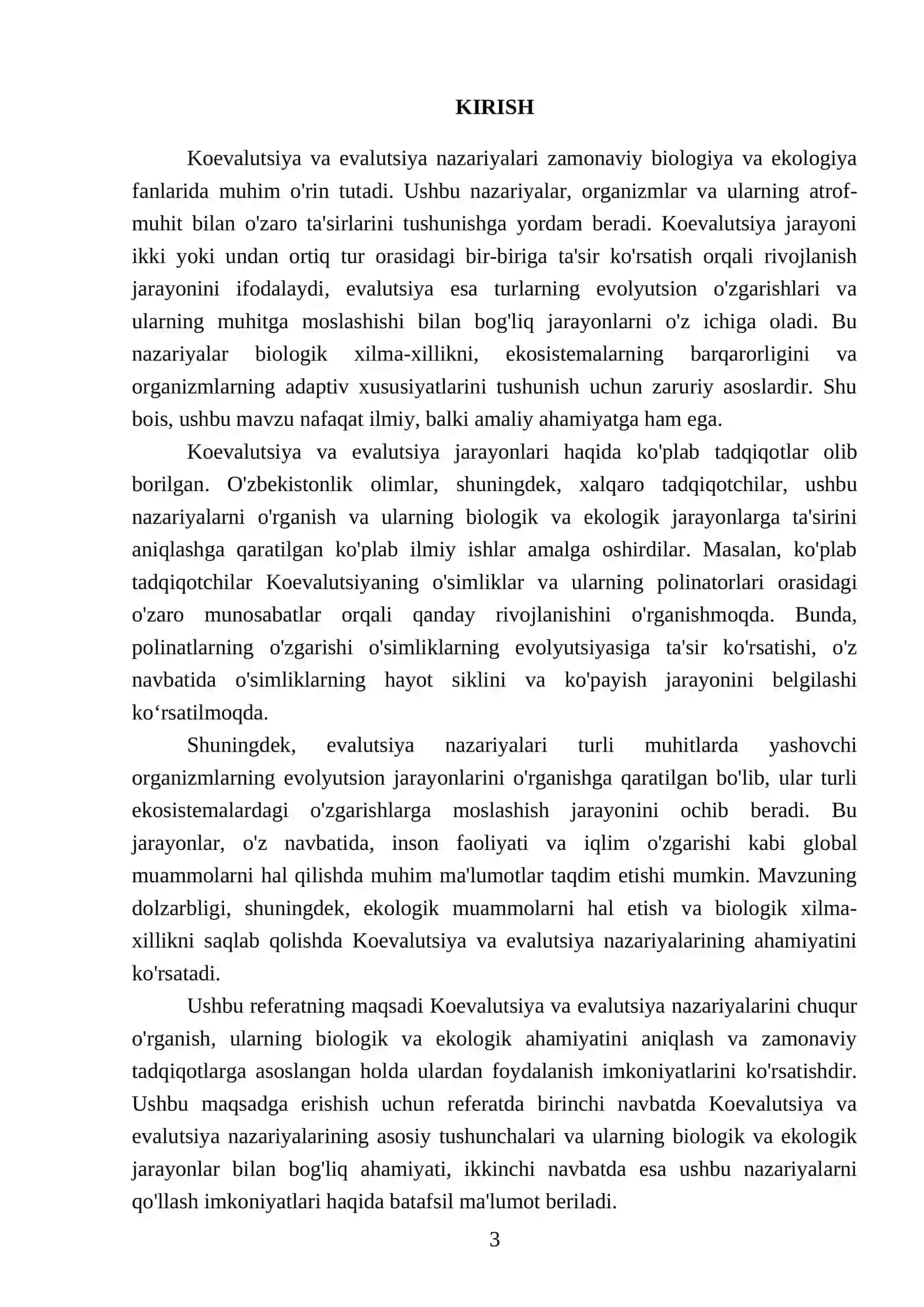 Koevalutsiya va evalutsiya nazariyalari REFERATI 3