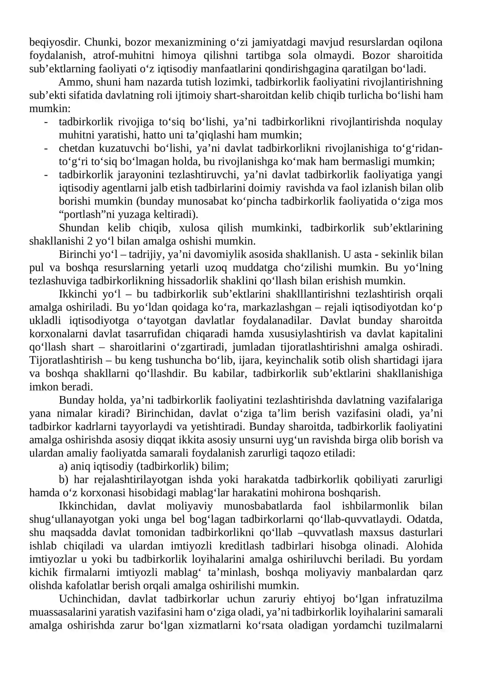 Kichik biznes va xususiy tadbirkorlik faoliyatini rivojlantirishni davlat tomonidan tartibga solish usullari 3