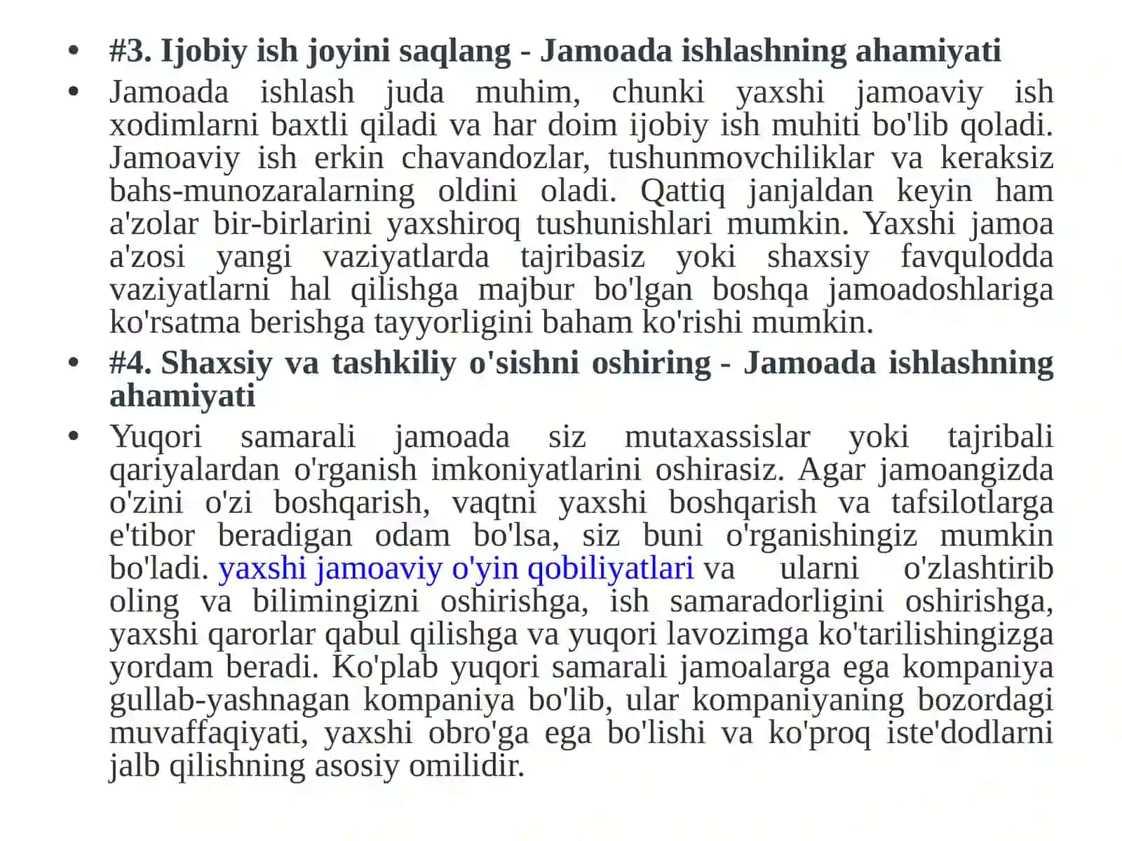 Jamoaviy ishlash (teamworking) 3