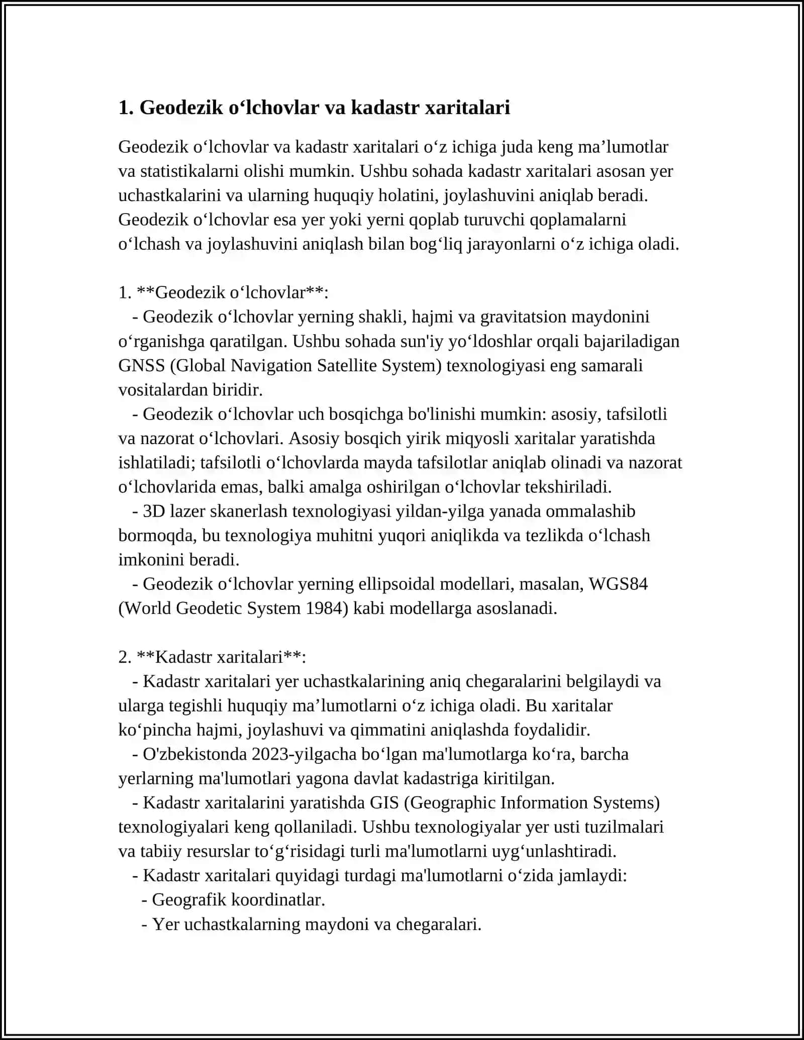 MUSTAQIL ISH Mavzu: KADASTR NAVBATCHI KARTALARNING LOYIHALASHNING ASOSIY TAMOYILLARI 3