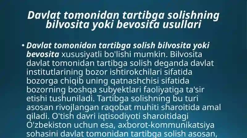 ALOQA KORXONALARINIFAOLIYATININGDAVLATTOMONIDANTARTIBGA SOLINISHI 3