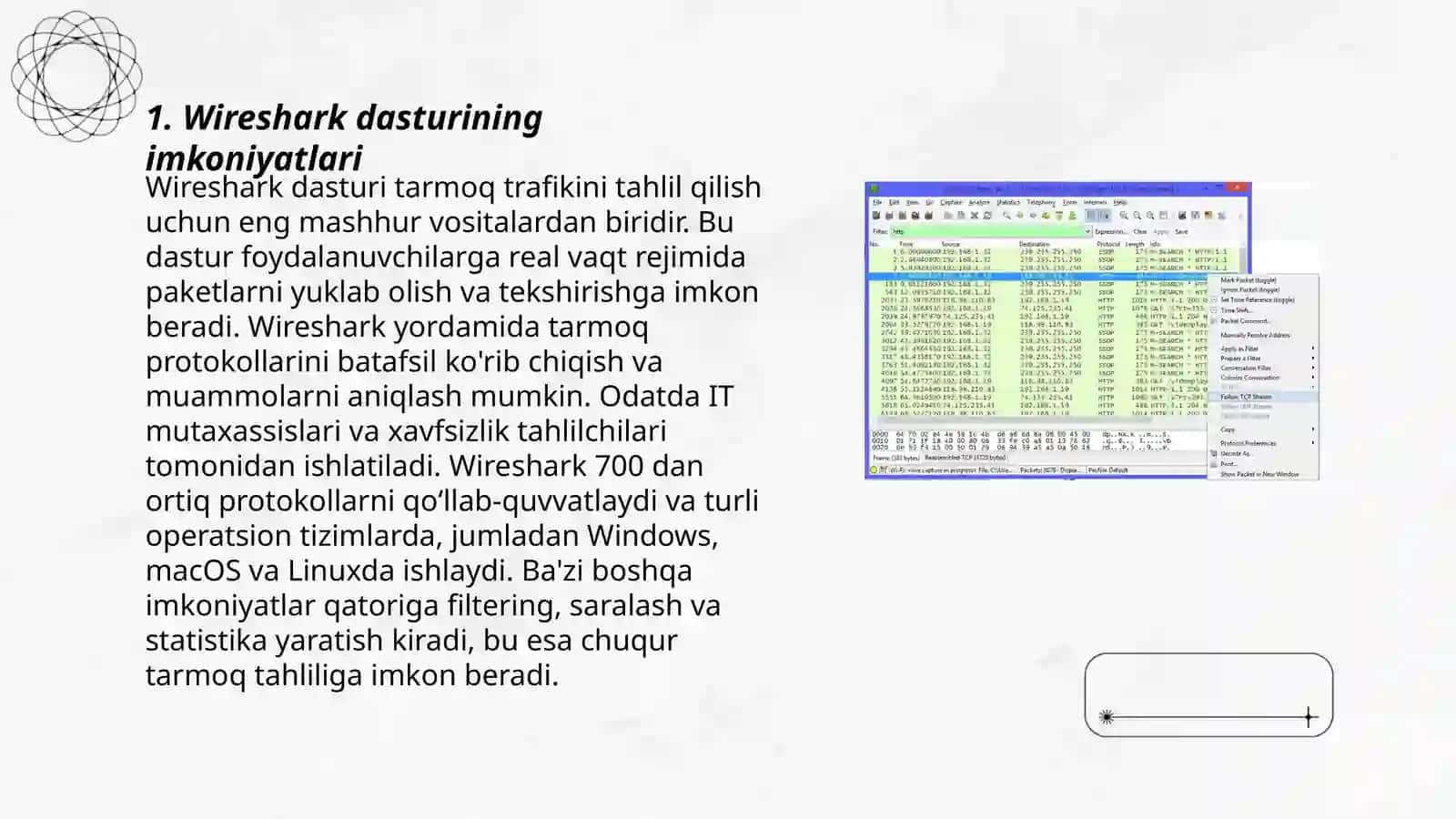Wireshark Dasturida Tahlil: Tarmoq trafigini kuzatish va tahlil qilish 3