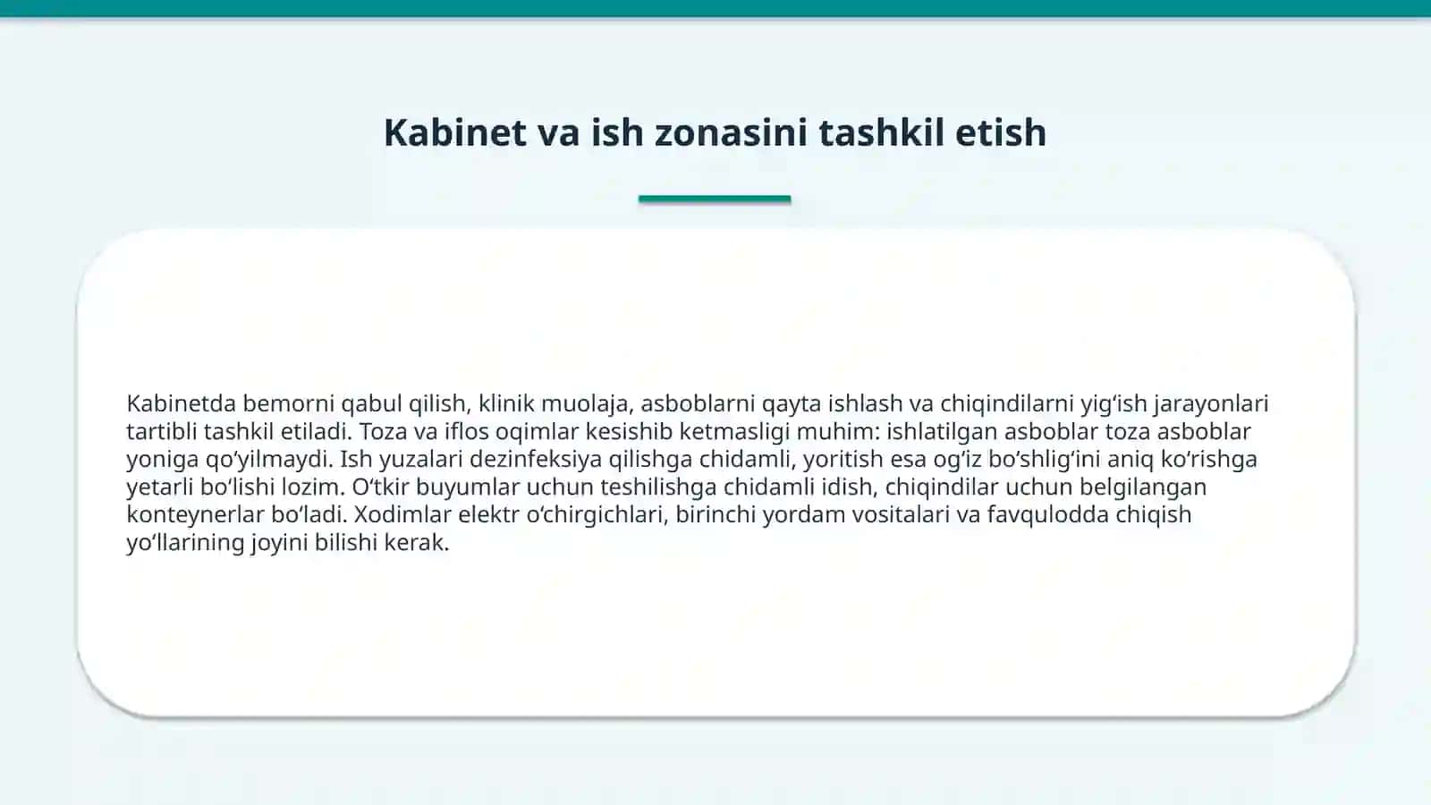 Stomatolog ish joyida ishlash uchun tayyorlik 3
