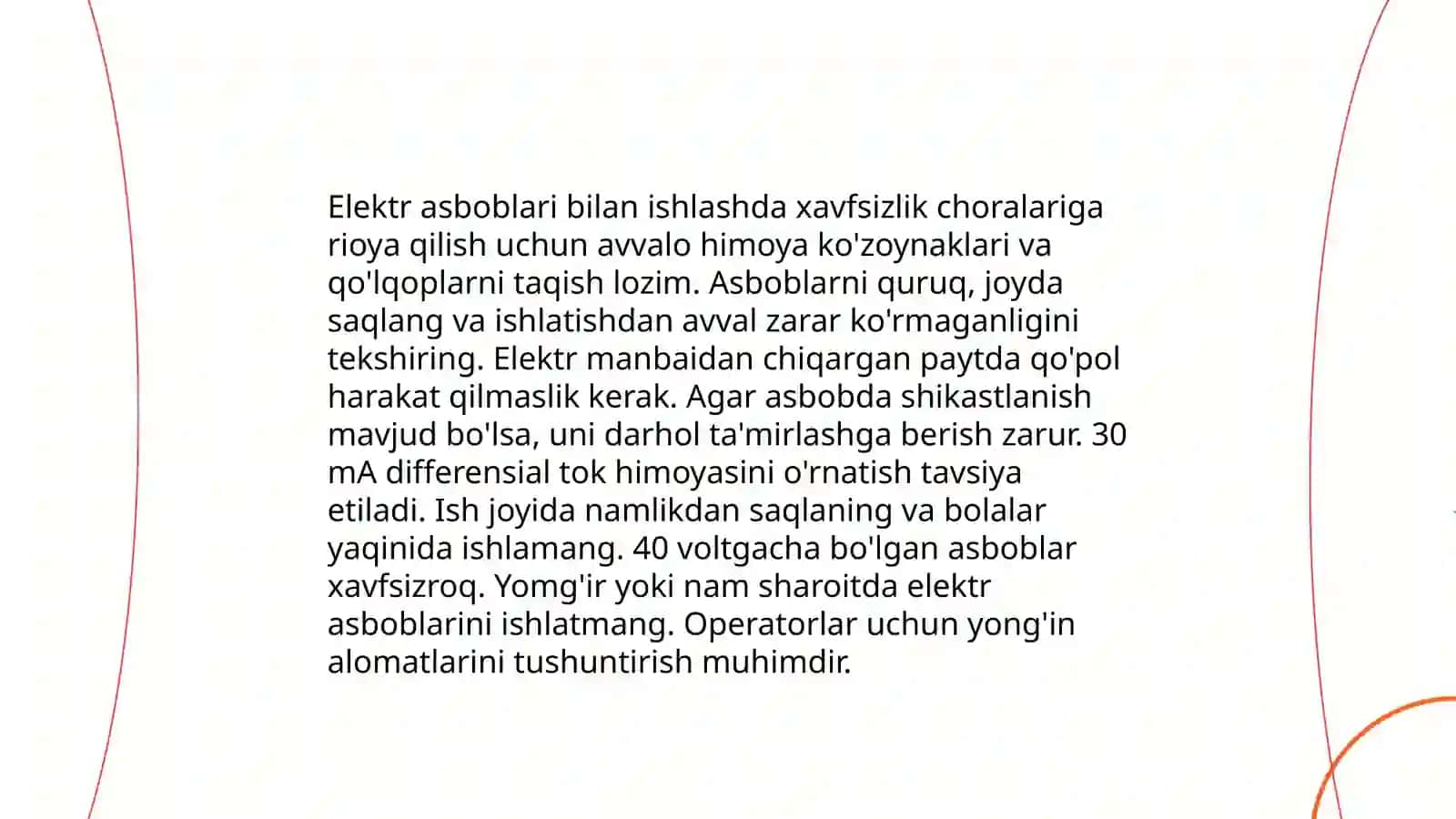 Elektr asboblarini xavfsiz ishlatish 3