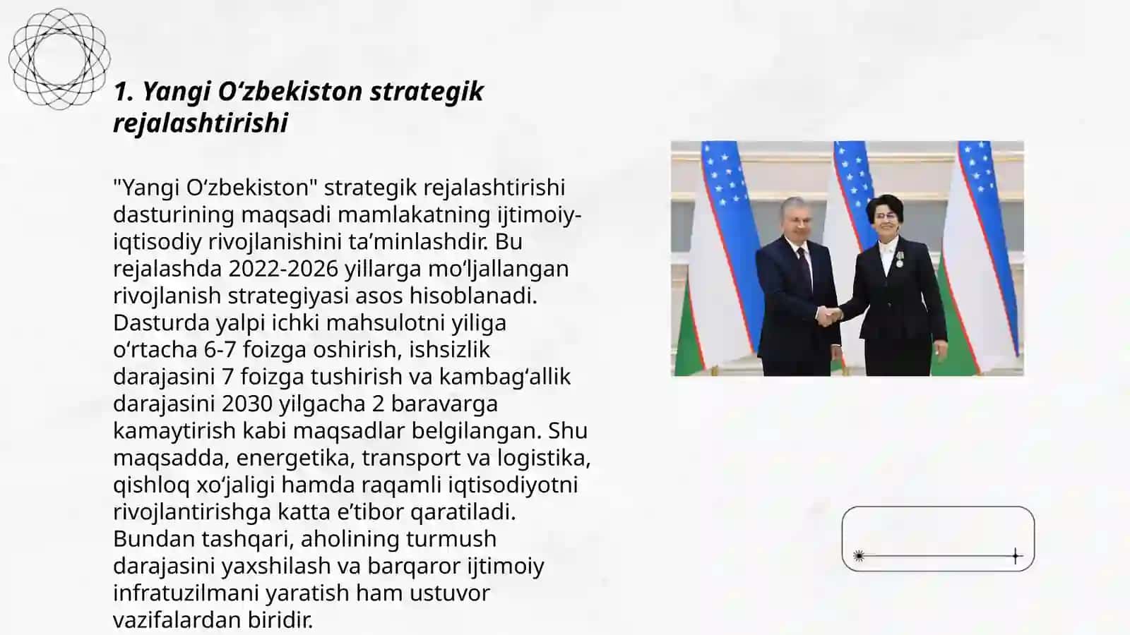 Yangi Oʻzbekiston Shavkat Mirziyoyev tashabbusi ostida amalga oshirilayotgan tashabbuslar 3