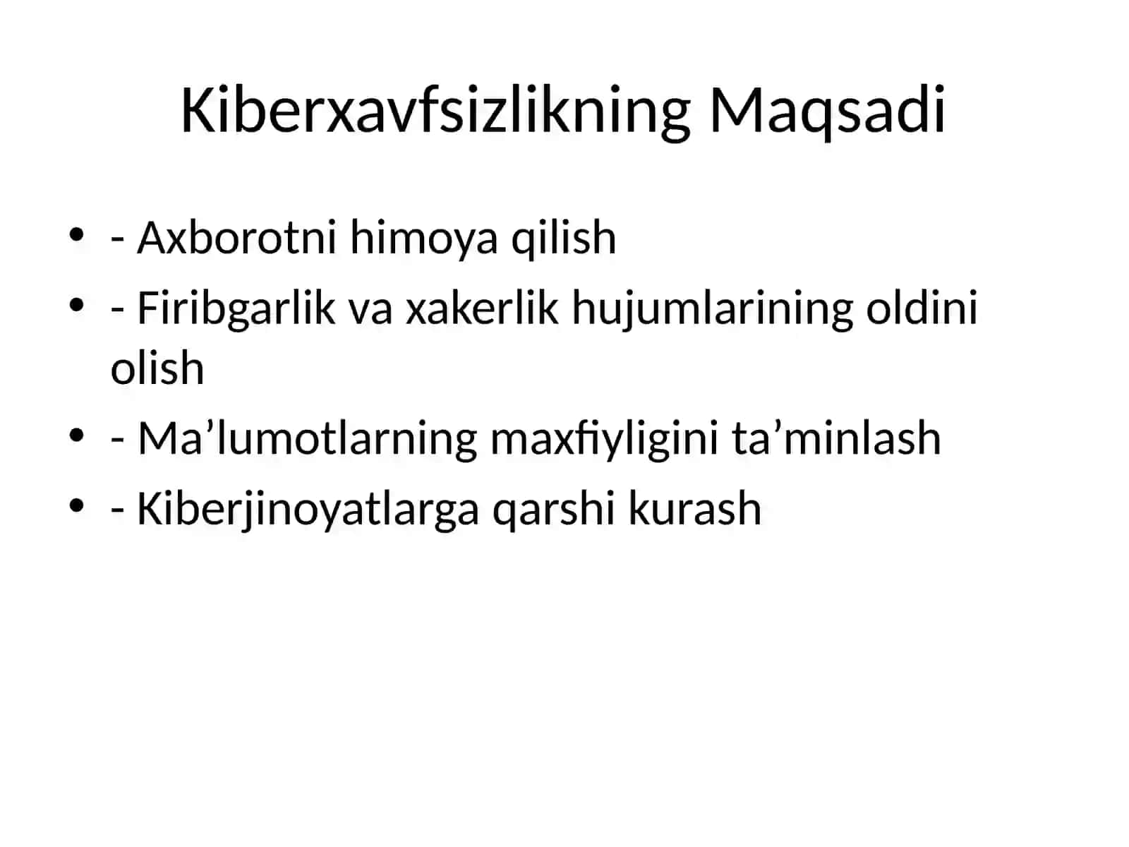Kiberxavfsizlikning tarifi, maqsadi va vazifalari 3
