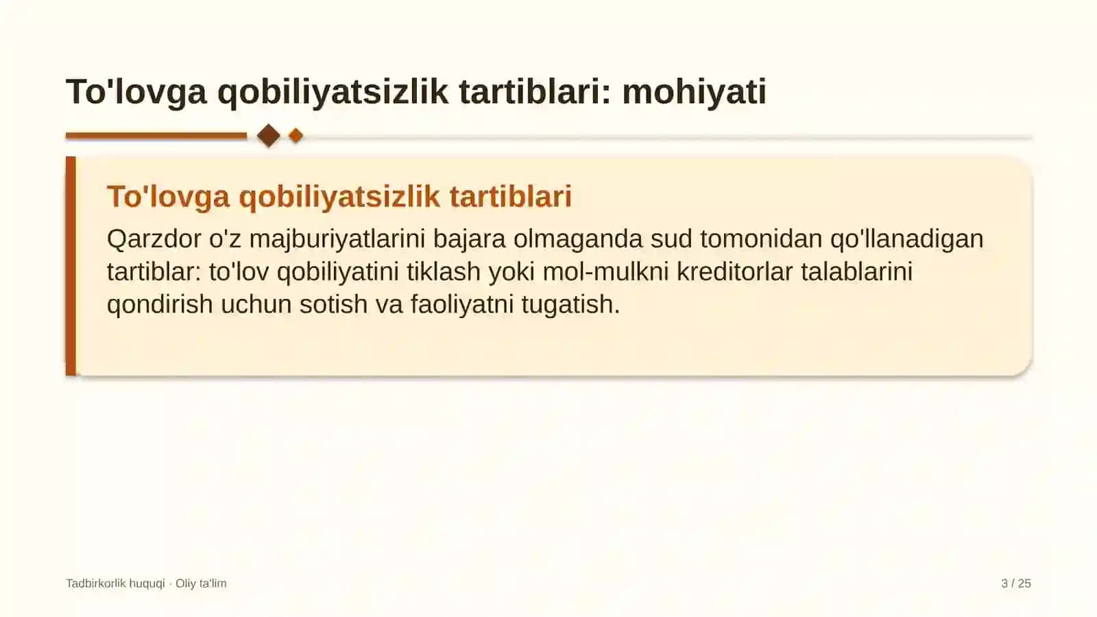 qurilish tashkilotlarida to'lovga qobiliyatsizlik tartib taomillari 9595 3