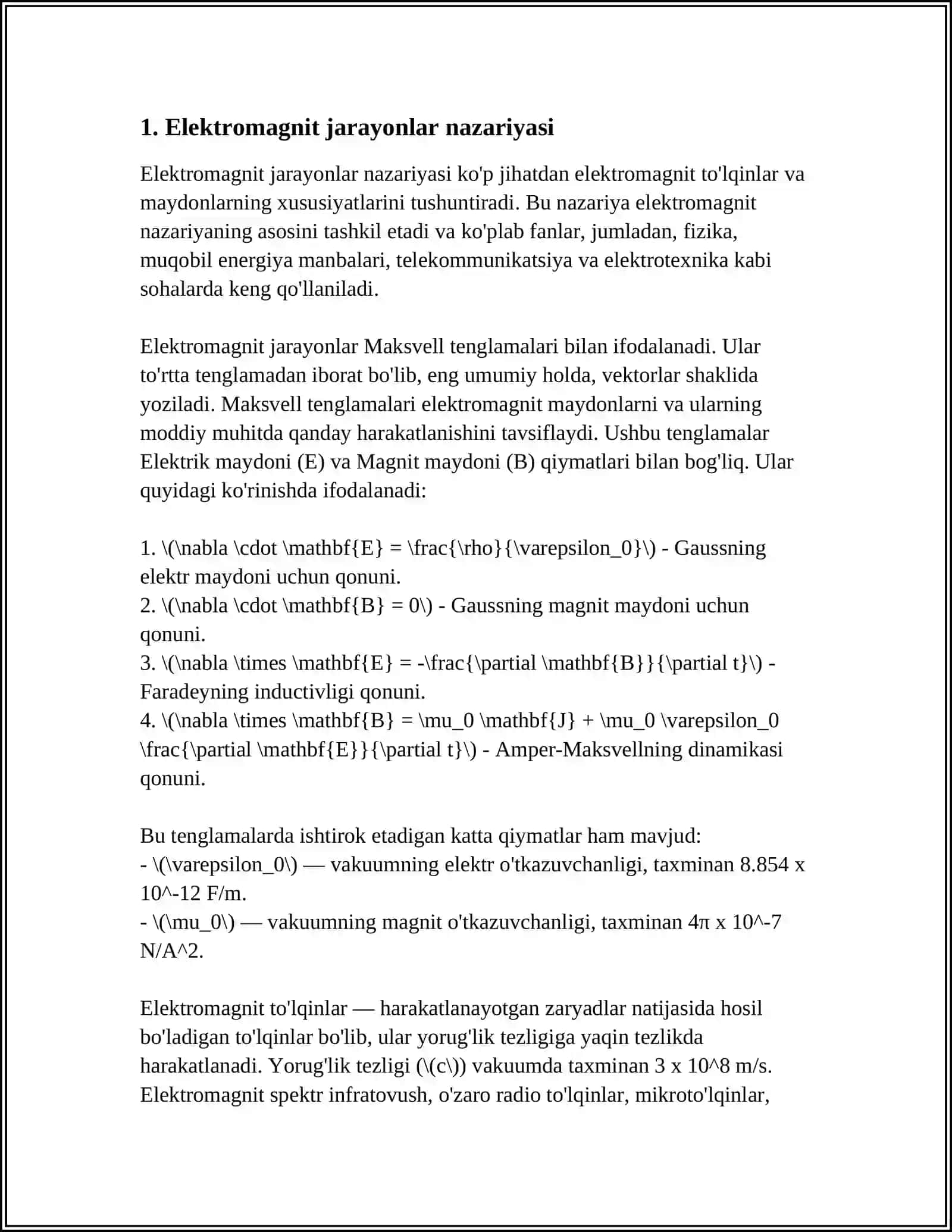 SIMMETRIK YUKLAMA ULANGAN TRANSFORMATORDAGI ELEKTROMAGNIT JARAYONLAR 3