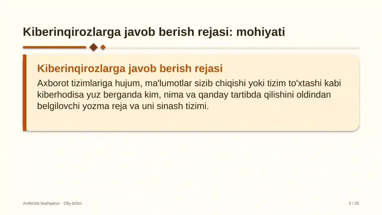 tijorat banklarida kiberinqirozlarga javob berish rejasi 9403 3
