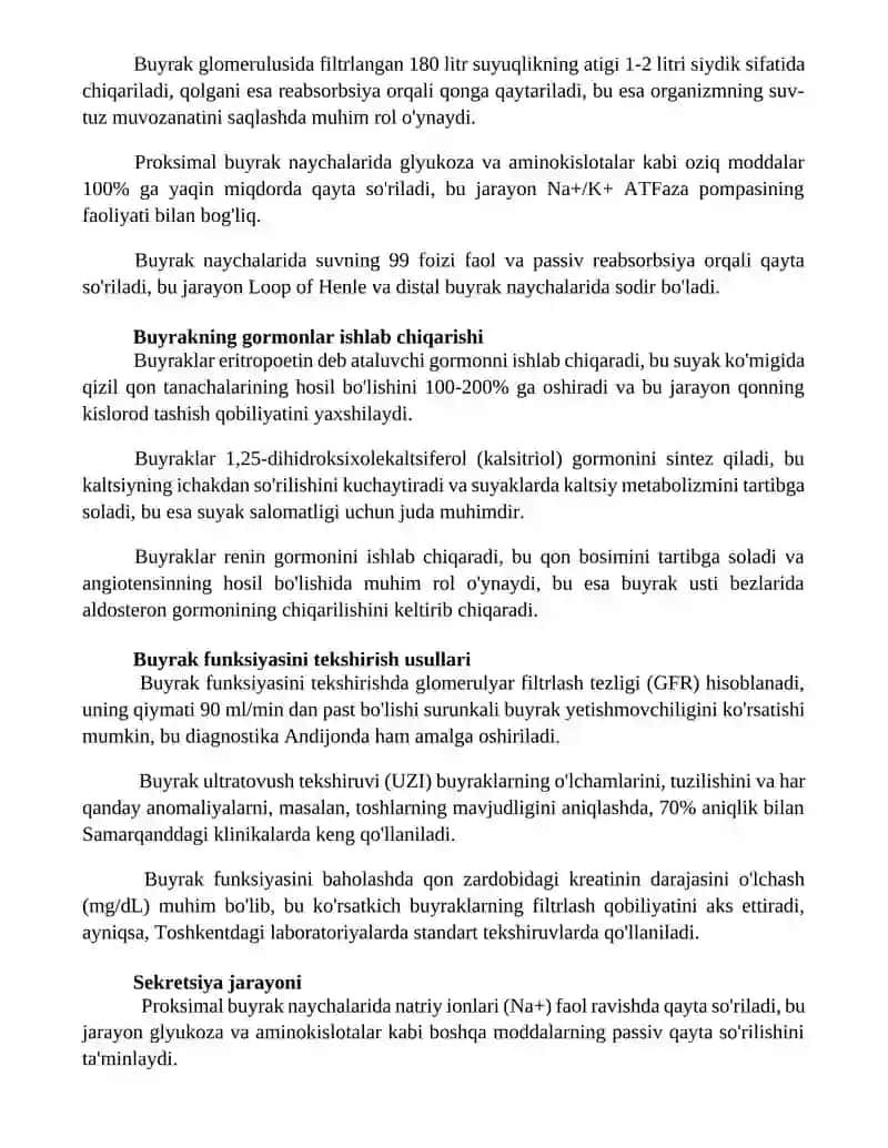 Buyrak fiziologiyasi 3