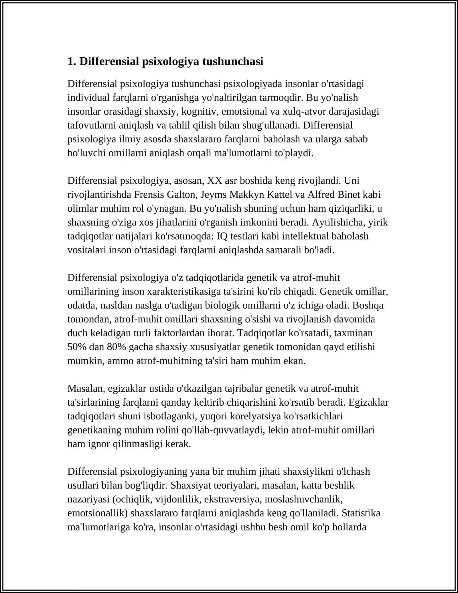 DIFFERENSIAL PSIXOLOGIYANING ASOSIY VAZIFALARI VA TADQIQOT METODLARI 3