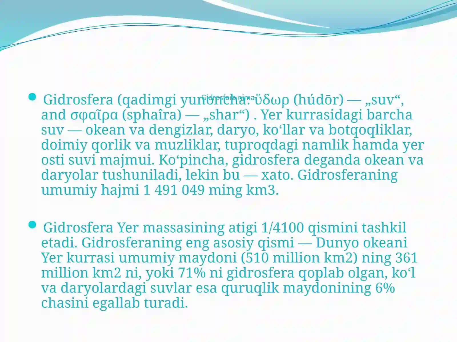 Gidrosferaning ekologik funksiyasi 3