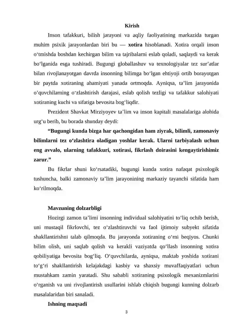 Xotira haqida umumiy tasavvurlar 3