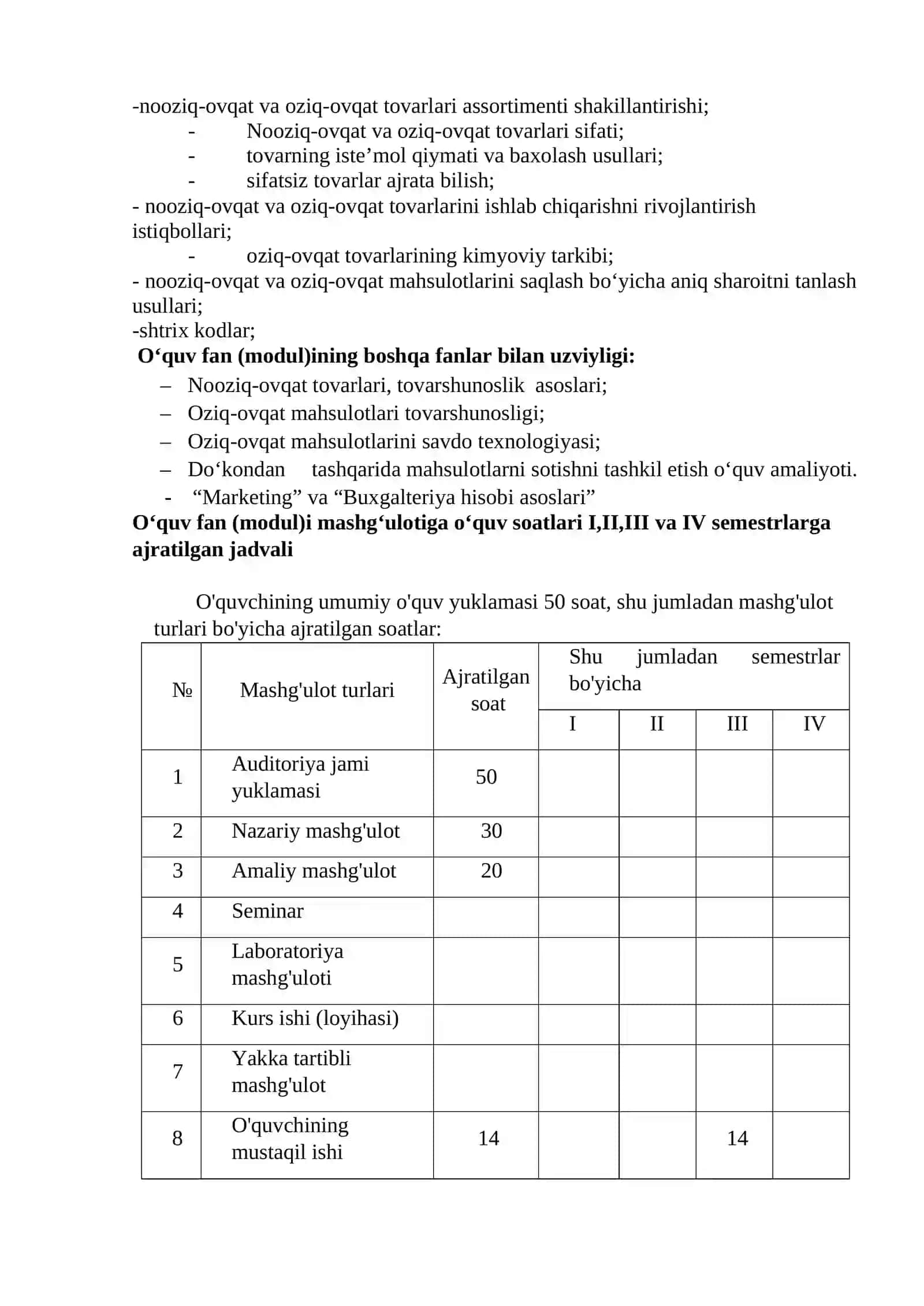 NOOZIQ-OVQAT VA OZIQ-OVQAT TOVARLARI, TOVARSHUNOSLIK ASOSLARI O‘QITISH MATERIALLARI TO‘PLAMI 3